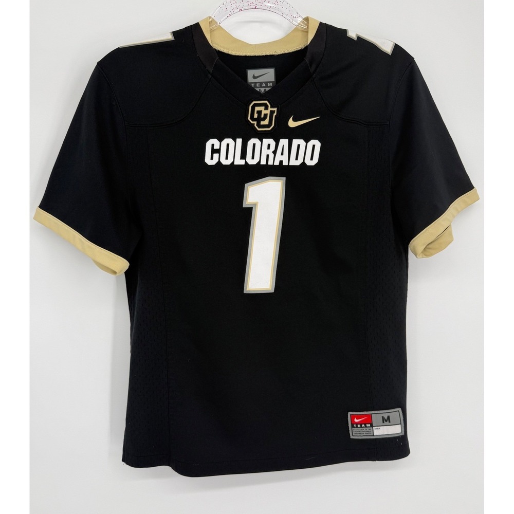 Nike Colorado Buffaloes Football Jersey Mens Black Gold CU Buffs Number 1 Sz M
